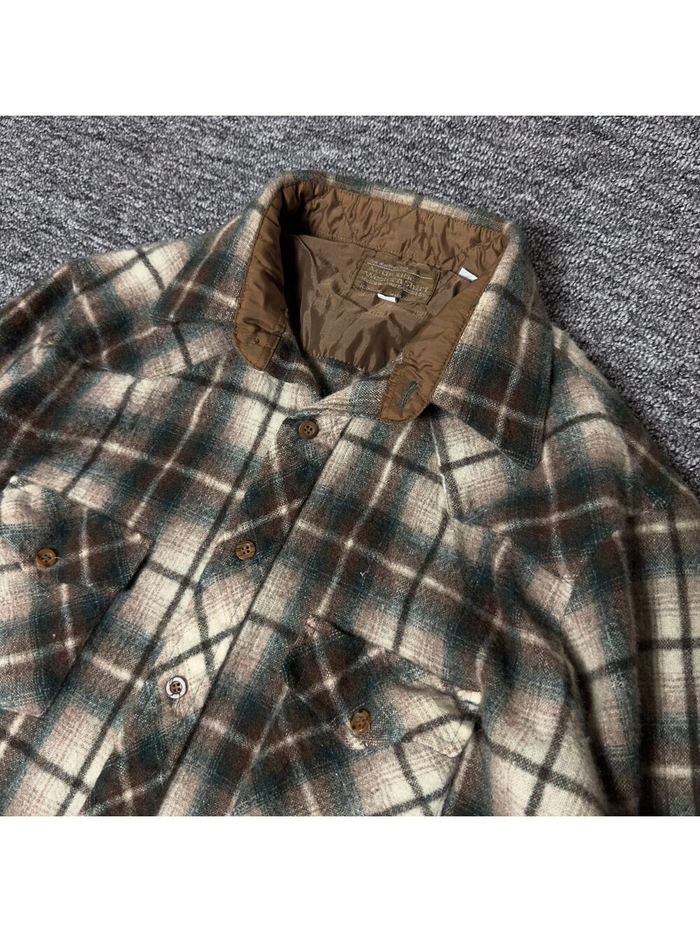 JCPenney Western Shop Flannel Shirt Mens 17-34 Brown Plaid